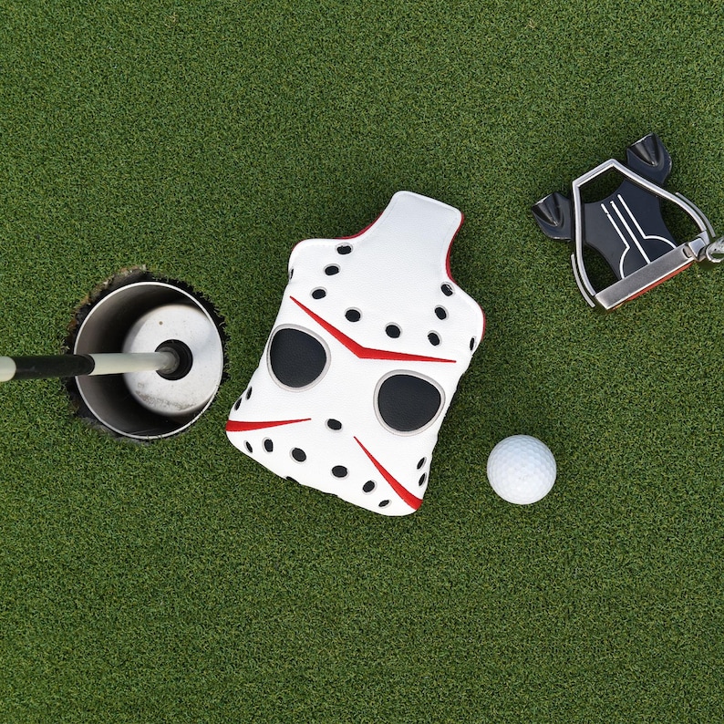 Hockey Jason Inspired Mask Funny Golf Headcover, Driver Fairway Hybrid mallet Putter, Blade putter, LAB DF3/OZ1, Iron cover set, Golf gift image 11