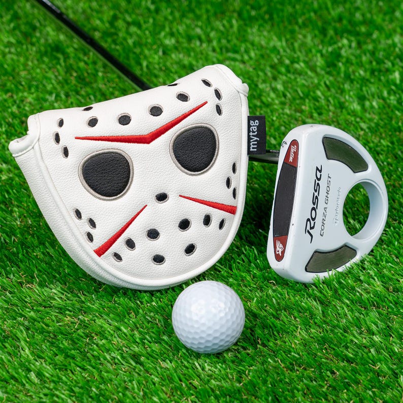 Hockey Jason Inspired Mask Funny Golf Headcover, Driver Fairway Hybrid mallet Putter, Blade putter, LAB DF3/OZ1, Iron cover set, Golf gift image 13