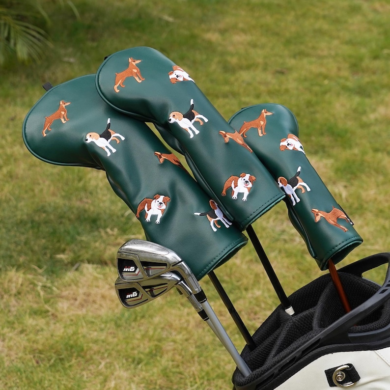 Funda para palo de golf con bordado de perros adorables para driver, fairway, híbrido y putter DF3 OZ1, regalo de golf imagen 17