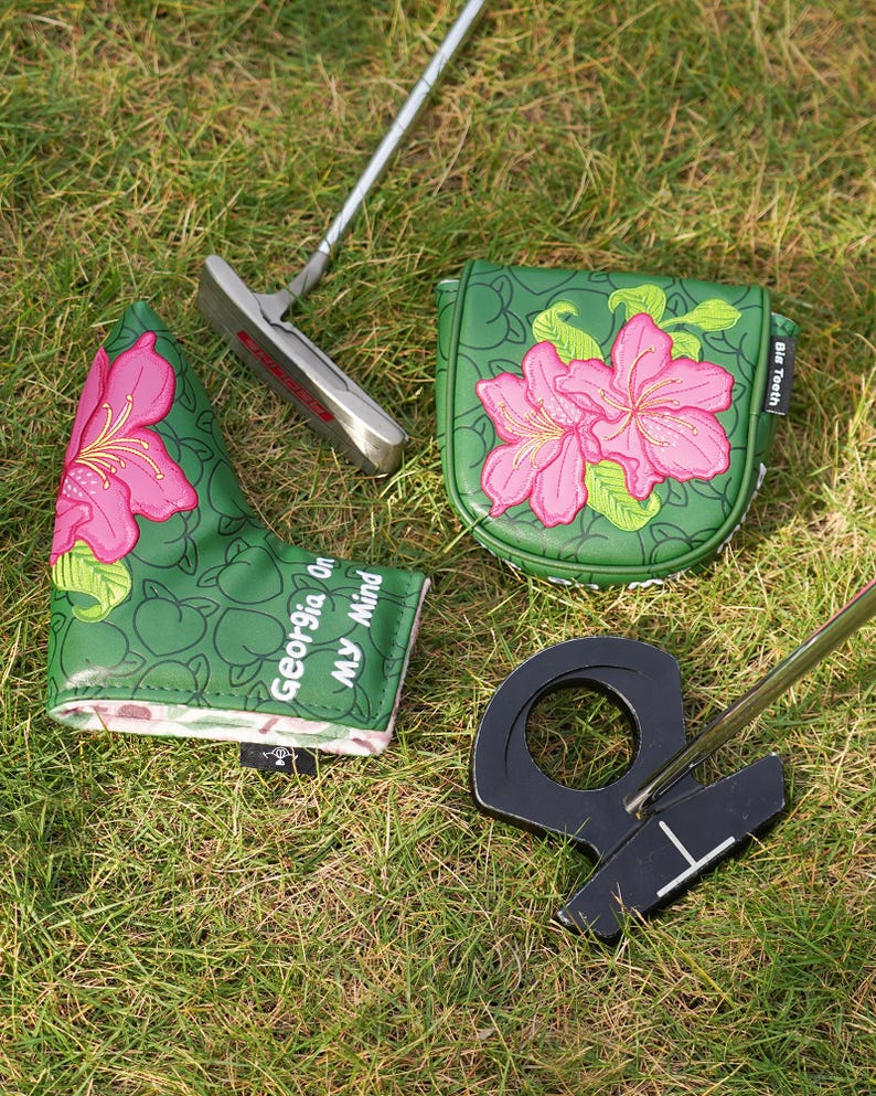 Azalea blommigt persikomönster, "Georgia on my mind", Putter Golf huvudskydd, För DF3, Blade putter, Golfgåva bild 2