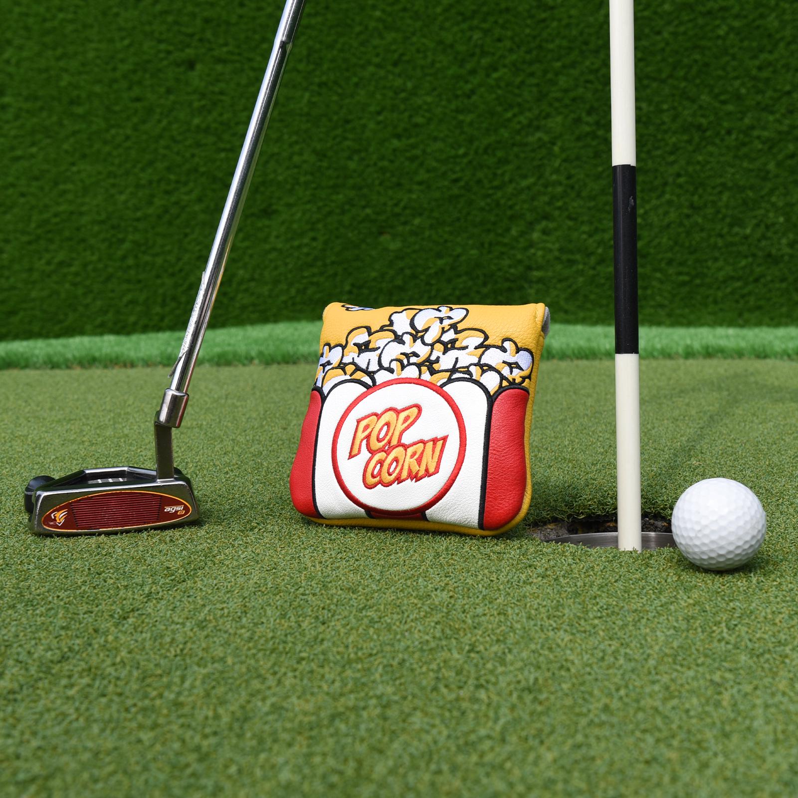 Funny Popcorn Golf Club Headcover for Large mallet putter cover Protector Golfer Gift Premium Leather