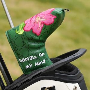 Azalea blommigt persikomönster, "Georgia on my mind", Putter Golf huvudskydd, För DF3, Blade putter, Golfgåva For blade putter