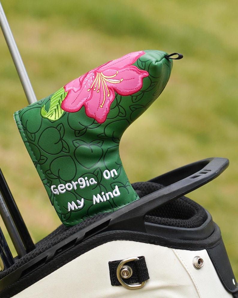 Azalea blommigt persikomönster, "Georgia on my mind", Putter Golf huvudskydd, För DF3, Blade putter, Golfgåva For blade putter