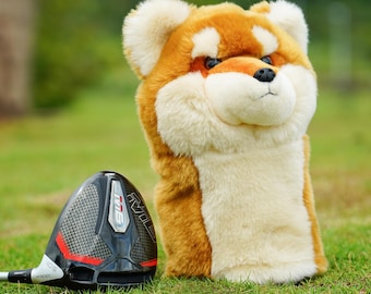 Fundas para palos de golf Shiba Inu para maderas y drivers. Divertida funda para driver. Fundas de animales para palos de golf. Regalos de golf para hombres y mujeres. Felpa.