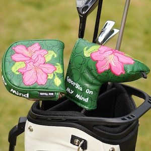 Azalea blommigt persikomönster, "Georgia on my mind", Putter Golf huvudskydd, För DF3, Blade putter, Golfgåva bild 1