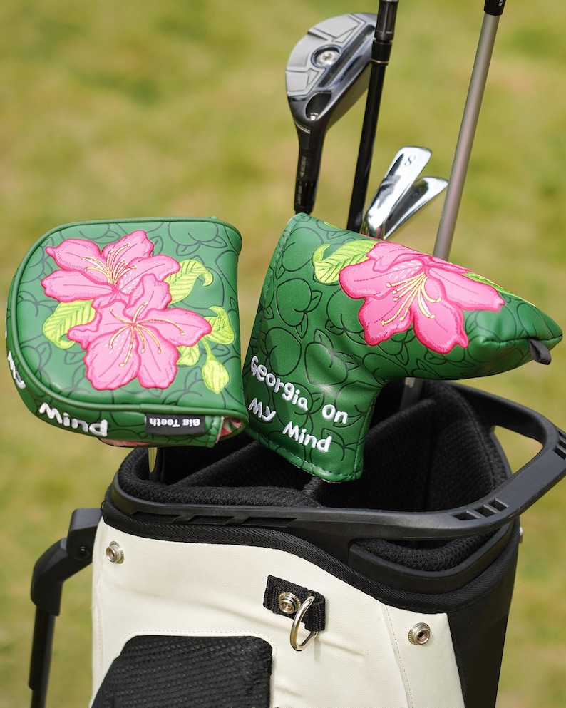 Azalea blommigt persikomönster, "Georgia on my mind", Putter Golf huvudskydd, För DF3, Blade putter, Golfgåva bild 1
