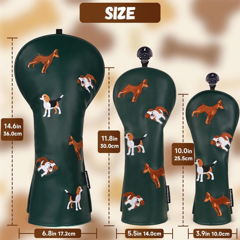 Funda para palo de golf con bordado de perros adorables para driver, fairway, híbrido y putter DF3 OZ1, regalo de golf imagen 19