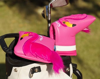 Flamingo Golf mallet putter cover, blade putter cover, golf head cover