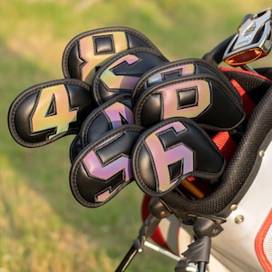 10pcs Magnetic Iron Headcovers Golf Club Protective Cover with Large No. both for right hand& left hand