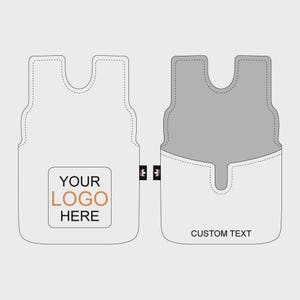 May include: Two-sided illustration of a car floor mat. One side features a white background with the text "YOUR LOGO HERE" in a rectangular box. The other side has a gray interior and the text "CUSTOM TEXT".