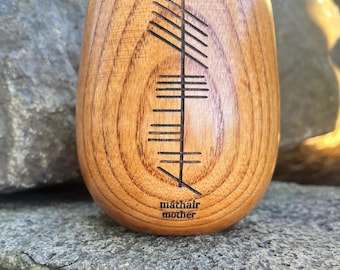 Irish Ogham Mother (Mathair) Engraved Wooden Drinking Cup Mother’s Day Gift