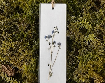 Forget Me Not Laminated Bookmark With Twine, Real Pressed Flowers, For Book Lovers