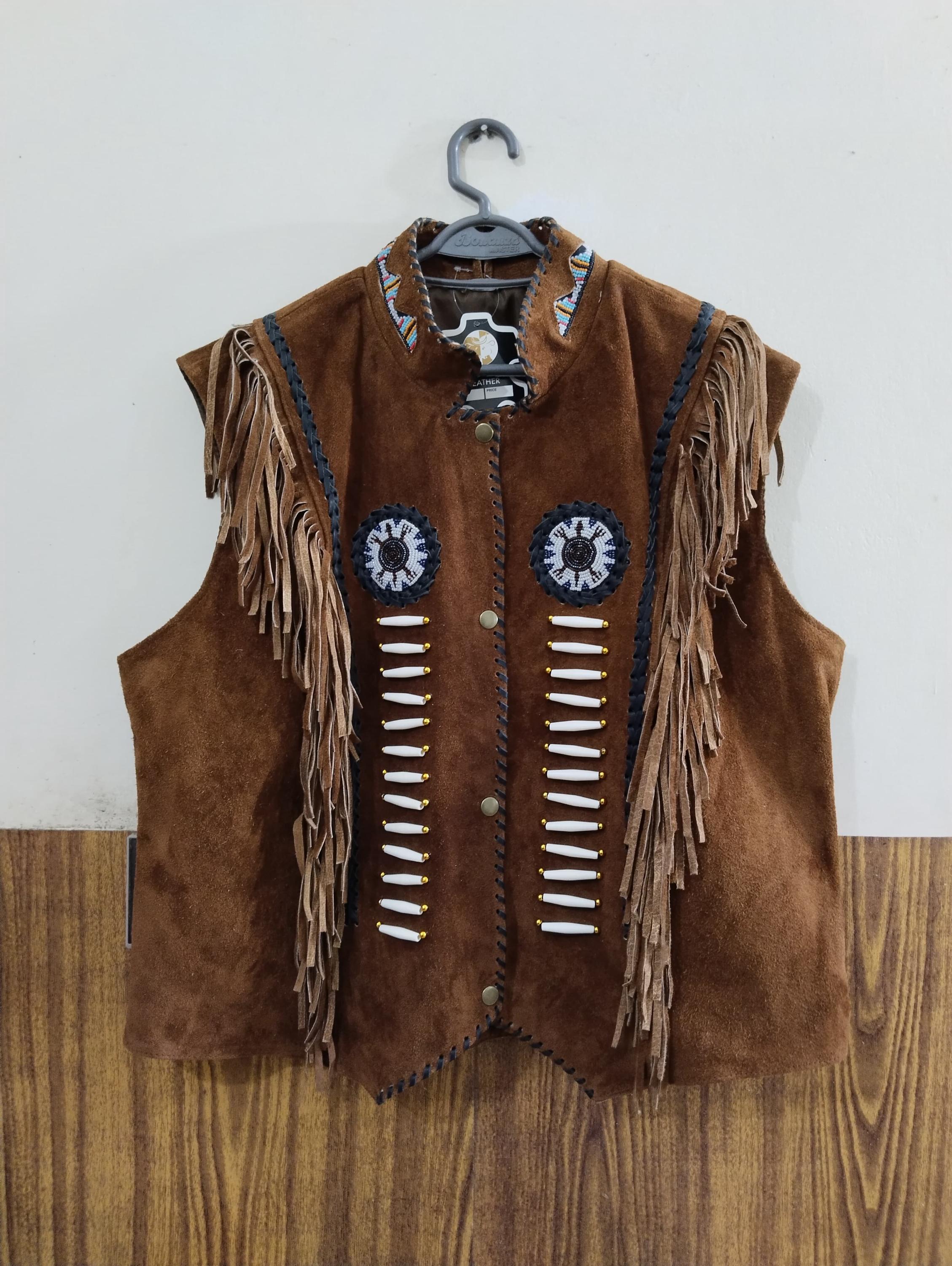 Solovedress Gilet en daim pour homme - Coupe droite - Style vintage - En cuir synthétique souple - Gilet de cowboy occidental, marron, L