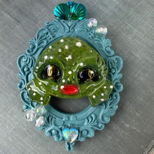 Ceramic Creature Wall Art Handmade Lagoon Monster Decor Cute Monster Frame Sea Creature Wall Hanging Kitsch Gift