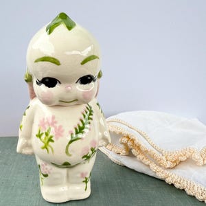 Kewpie Figurine Vase Ceramic Cute Collectible Vase Adorable Kewpie Decor Vase Gift Kewpie Doll Vase Pastel Home Decor