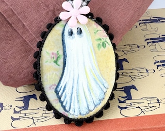 Mini Ghost Painting, 3" Original Spooky Halloween Art