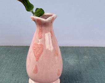 Piccolo vaso in ceramica fatto a mano, decorazione a forma di cuore dipinta a mano, mini vaso da 3 pollici
