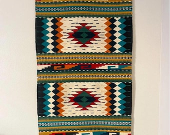 Zapotec Wool Rug Diamond Pattern (30"x60") Saddle Blanket - Handmade in Oaxaca, Mexico