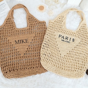 Personalized Raffia Beach Tote Bag,Custom Straw Bag,Monogram Bridesmaid Gifts Bag, Initial Woven Tote,Bachelorette Party Bag,Party Favor Bag