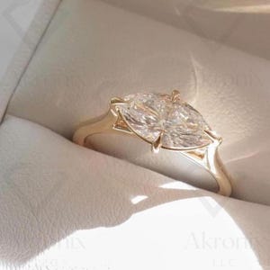 Marquise Cut 1.5 ct Lab Grown Diamond |Marquise East West Engagement Ring | Solitaire Ring | Cathedral Ring | IGI Certified