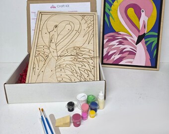Kit para pintar tu propio flamenco – Retrato DIY para adultos y grupos – Noches de manualidades o eventos