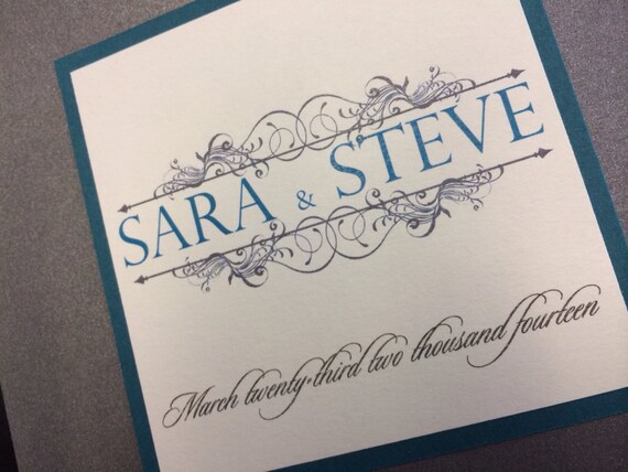 Charcoal Ivory Teal Handmade Wedding Program Etsy