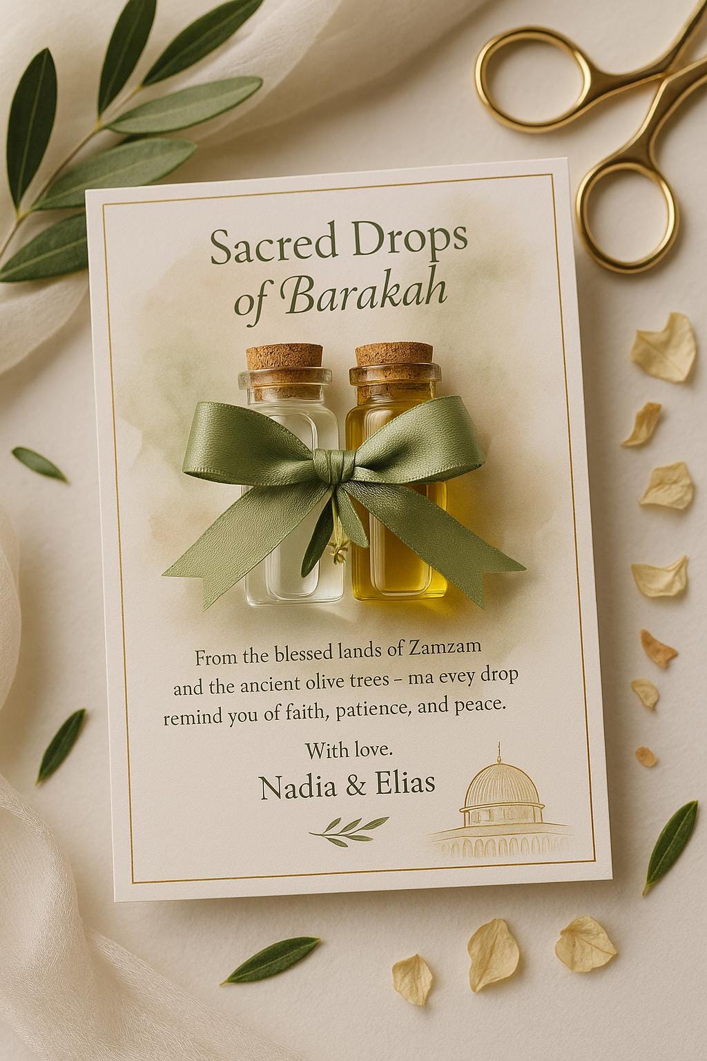 Sacred Zamzam Palestinian Olive Oil Keepsake