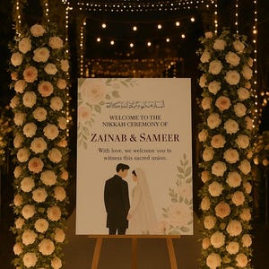 Elegant Nikkah Welcome Sign: Islamic Wedding Decor (Digital Download)