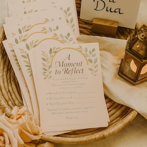 Blush Islamic Wedding Reflection Cards | A Moment to Reflect Dua Card | Muslim Guest Message Card | Barakah Table |25–100 pcs