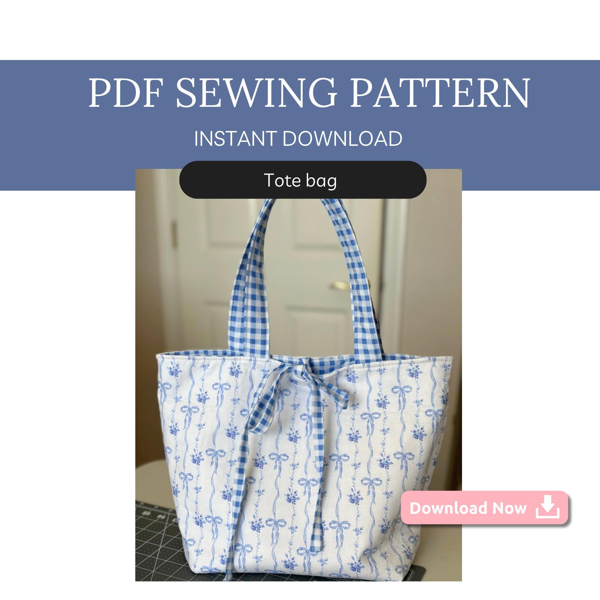 Quilted Tote Bag Sewing Pattern PDF | Beginner Quilted Book Bag | Bible ...
