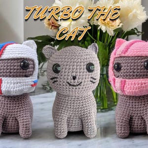 Turbo the Cat Crochet Pattern – Plushie + 2 Helmet Designs – Cute Amigurumi Animal - Instant PDF Pattern