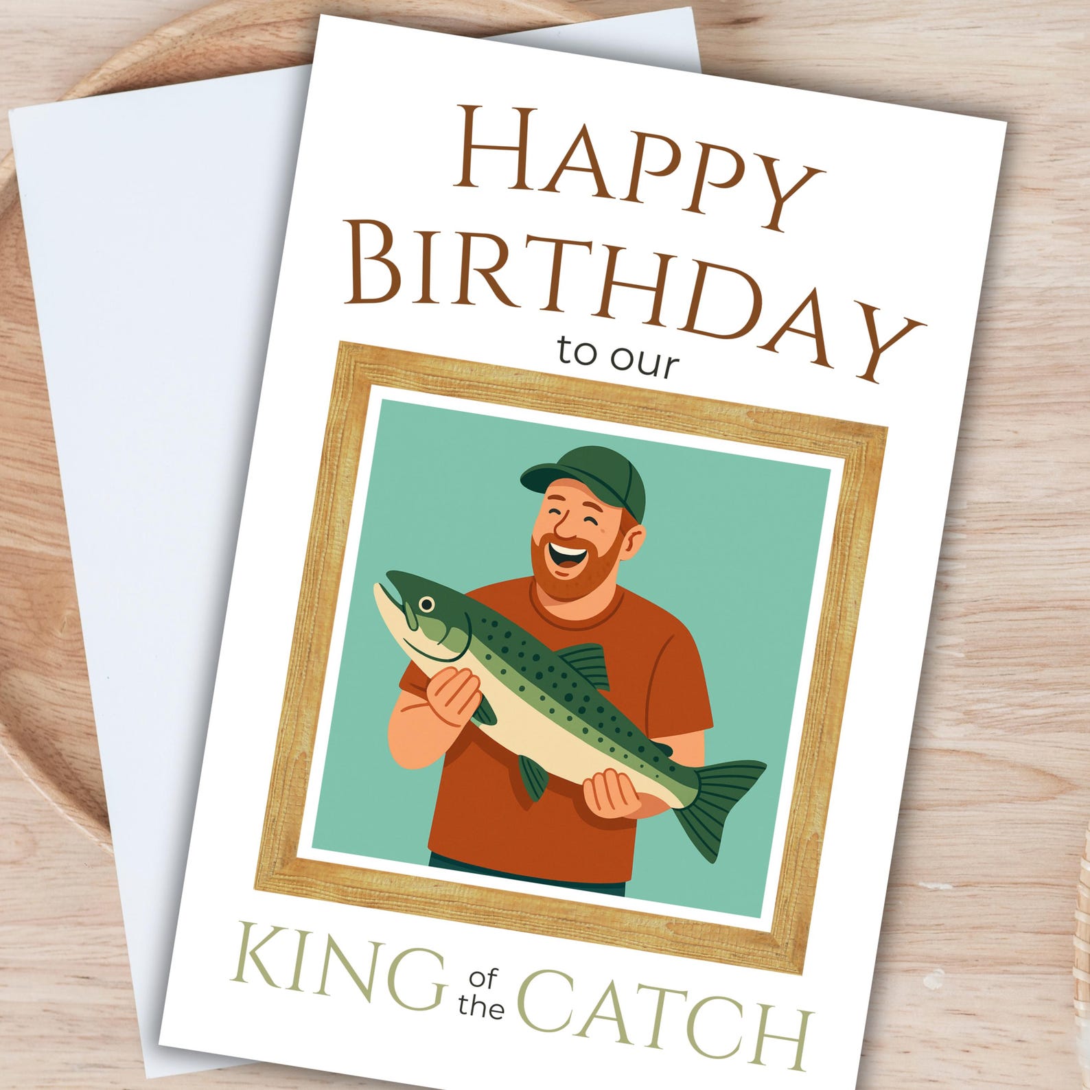 Funny Fishing Birthday Card: Modern Printable Card for Him (digital ...