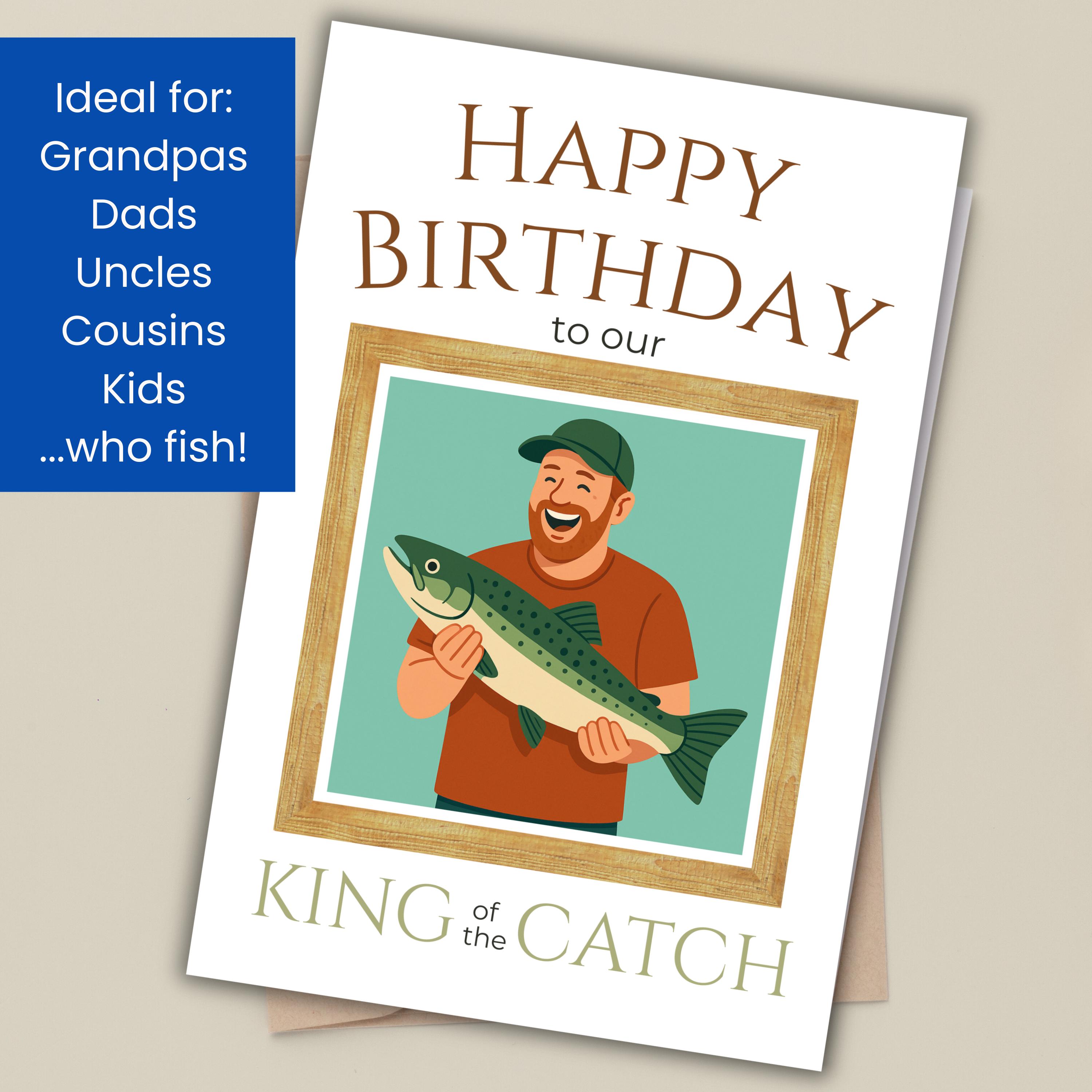 Fishing Birthday Card for Him, Funny Dad Grandpa Gift Humor (digital ...