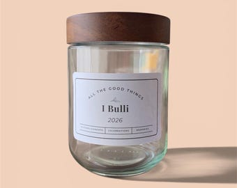 Personalized Family Memory Jar: Glass Keepsake Gift with Wood Lid