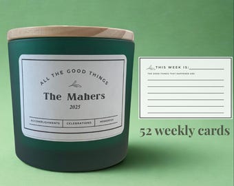 Memories Jar Personalized with Notecards Glass Keepsake Gift with Wood Lid