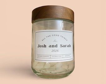 Personalized Birthday Memory Jar: Glass Keepsake Gift with Wood Lid Custom Birthday Notes