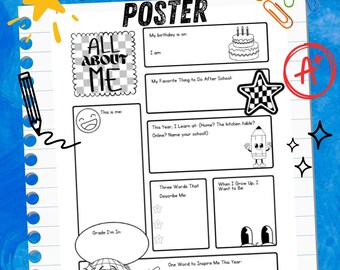 First Day of School About Me Poster | Printable Back to School Worksheet for Kids | All About Me Activity for Homeschool