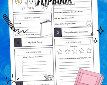 Book Report Flipbook & Reading Log | Printable Reading Response for Any Novel | Grades 2-5 Comprehension, Characters, Writing and Rating