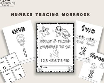 Number Tracing 1–10 for Preschool | Number Tracing 1–10 | Kindergarten Math Practice + Number Flashcards