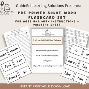 Dolch Sight Words for Pre-K & Kindergarten | Pre-Primer Level | Sight Word Flashcards | Preschool Reading Practice | Preschool Flashcards