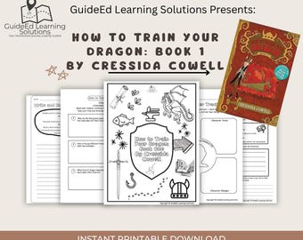 How to Train Your Dragon Novel Study | Printable Book Companion | Vocabulary, Comprehension, Writing, Art Project + Rubric