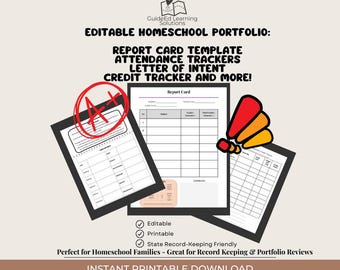 Homeschool Record Keeping Binder | Report Card, Attendance, Curriculum Tracker, Credit Log + Intent to Homeschool PDF