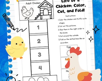 Chicken Life Cycle Coloring Pages | Farm Science Worksheets | Homeschool Biology Unit | Life Cycle of a Chicken PDF | Farm Animal Lesson