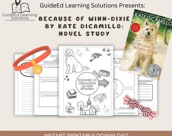 Because of Winn-Dixie Novel Study | Print and Go Book Unit | Vocabulary, Comprehension, SEL Writing Prompts | SEL Reading Activities