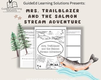 Salmon Life Cycle Unit Study | Animal Science Printable Pack | Homeschool Nature Unit | Salmon Craft, Story, Worksheets PDF
