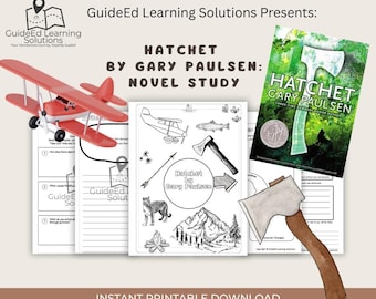 Hatchet Novel Study | Comprehension Questions, Writing Prompts, Vocabulary, and Survival Project PDF | Book Study |  Middle School Book Unit