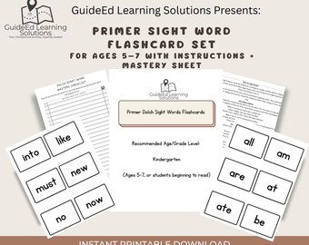 Primer Dolch Sight Word Flashcards | Pre-K to 1st Grade Curriculum | Sight Word Flash Cards | Sight Words for Kindergarten