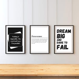Motivational & Inspirational Quotes Posters -Set of 3 Minimalist Prints, Office Wall Art, Motivational Decor, Printable Wall Art, Motivation