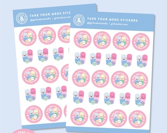 Take Your Meds Planner Stickers, Medication Reminder
