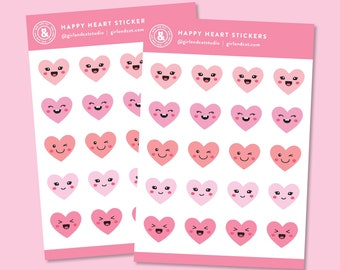 Happy Heart Planner Stickers: Mood Tracker Stickers
